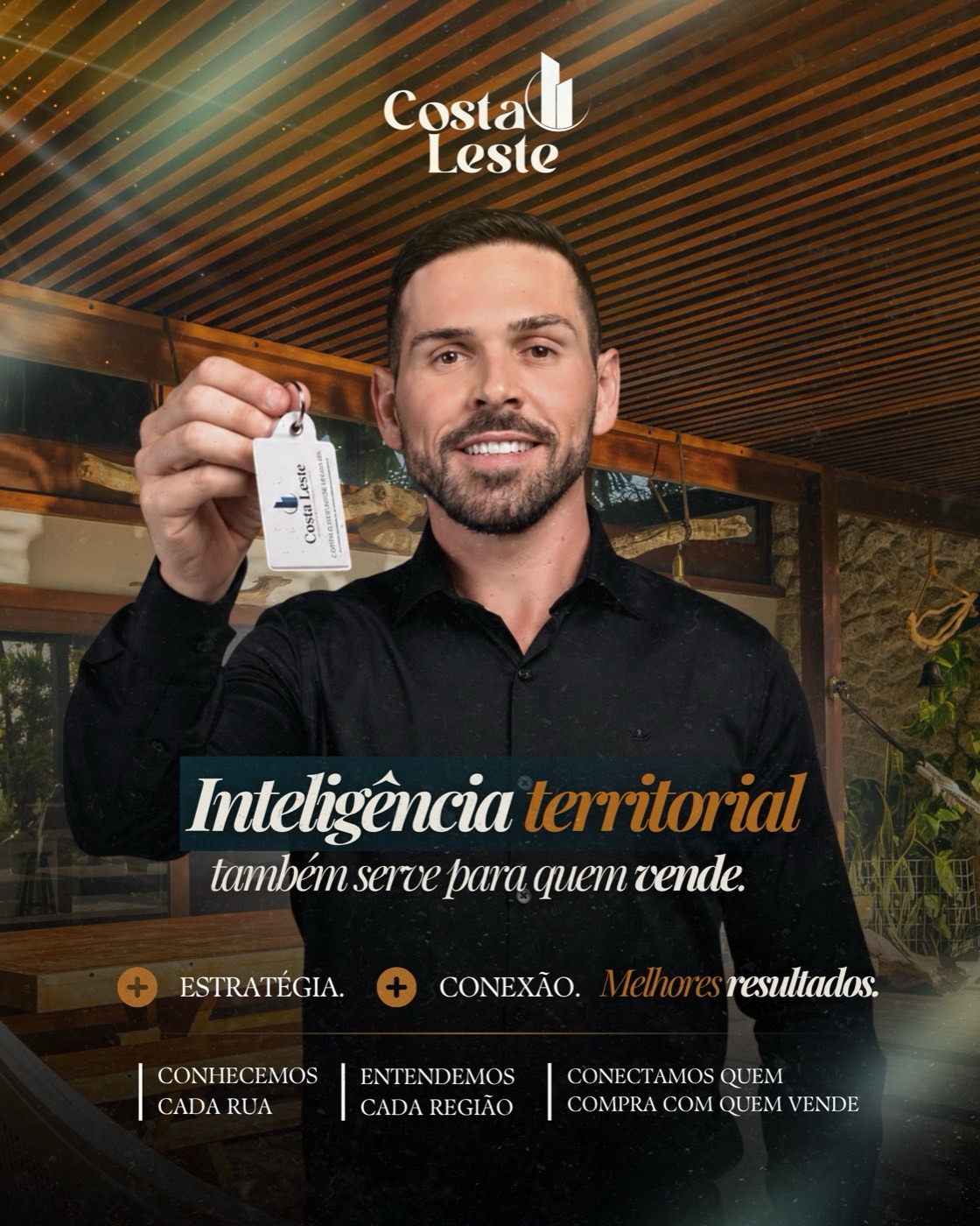 Criativo da campanha Inteligência territorial, Costa Leste Imóveis
